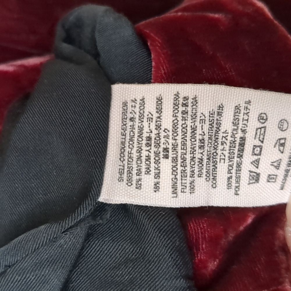 Free People Drippy Crushed Burnout Velvet Military Jacket Blazer Burgundy XS - Picture 14 of 16